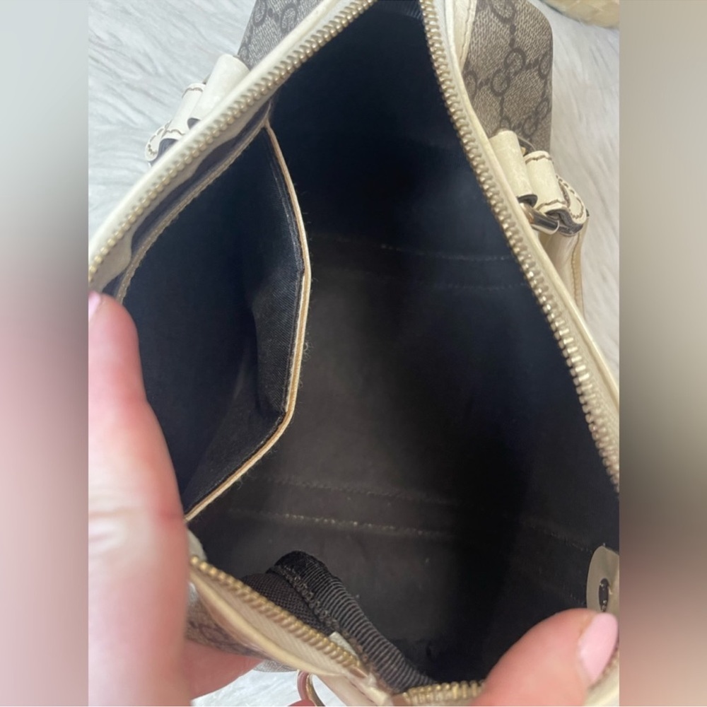 Gucci Beige Monogram Satchel with Cream Trim - Picture 12 of 12